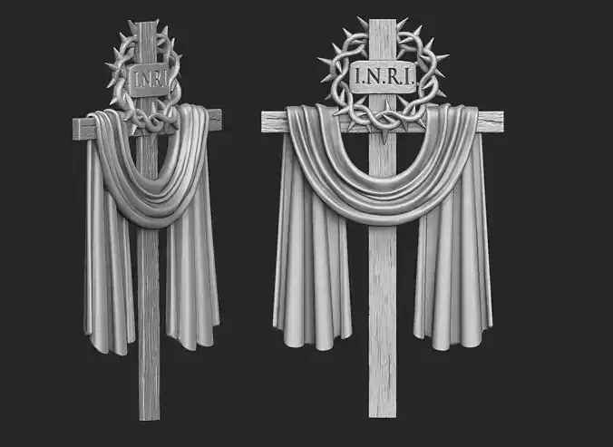Cross with a Crown of Thorns 3D print model