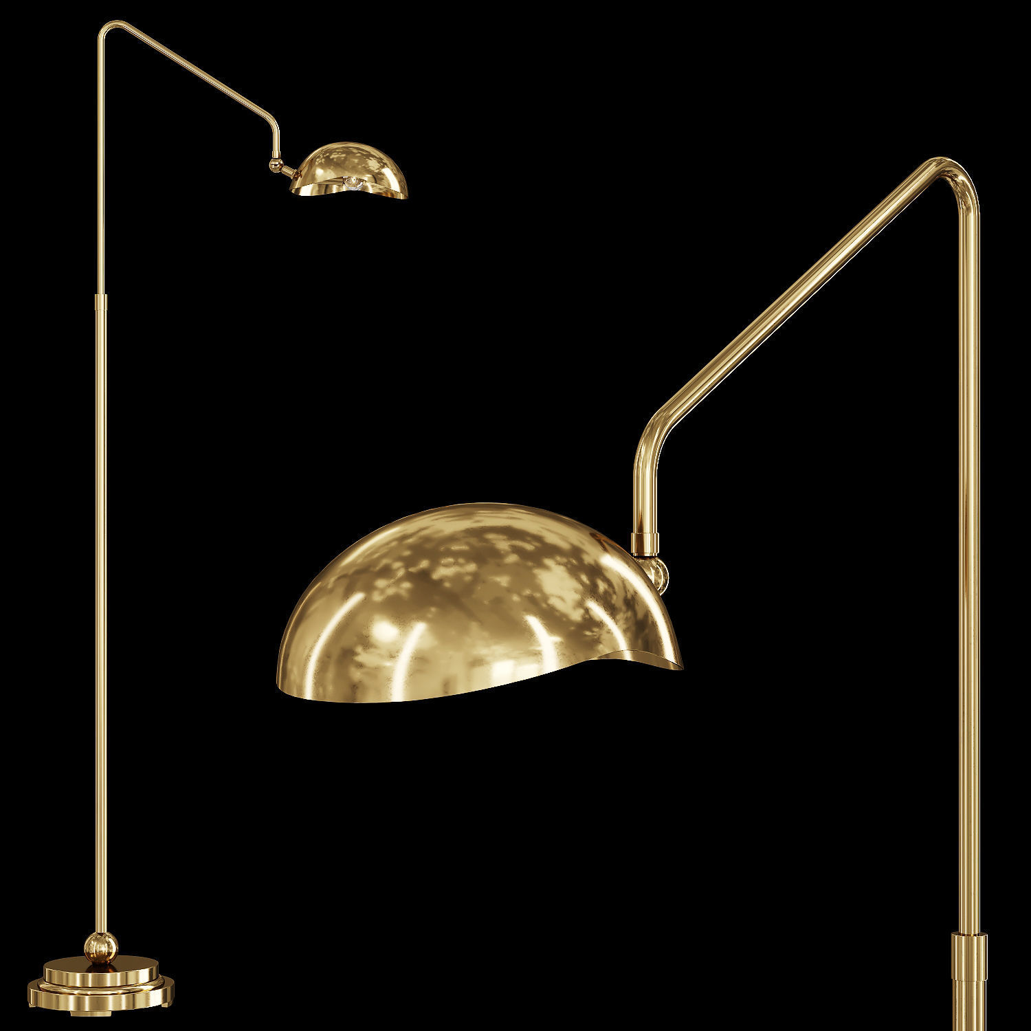 Restoration Hardware CONVESSI FLOOR LAMP Brass 3D model CGTrader