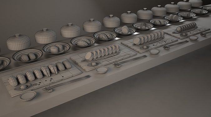 sushi belt Kaitenzushi and dishes Giapan seafood Low-poly 3D model 6
