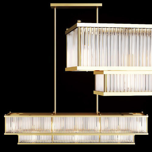 Restoration Hardware MARAIS LINEAR CHANDELIER 48 Brass 3D model