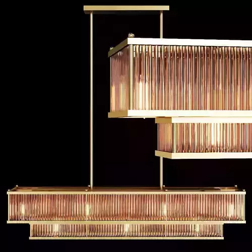 RH MARAIS LINEAR CHANDELIER 48 Brass and smoke glass 3D model