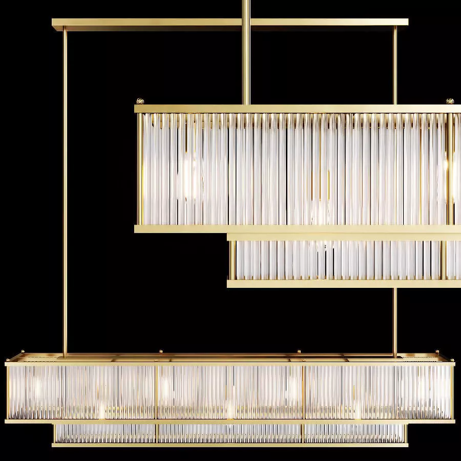 Restoration Hardware MARAIS LINEAR CHANDELIER 60 Brass 3D model_0
