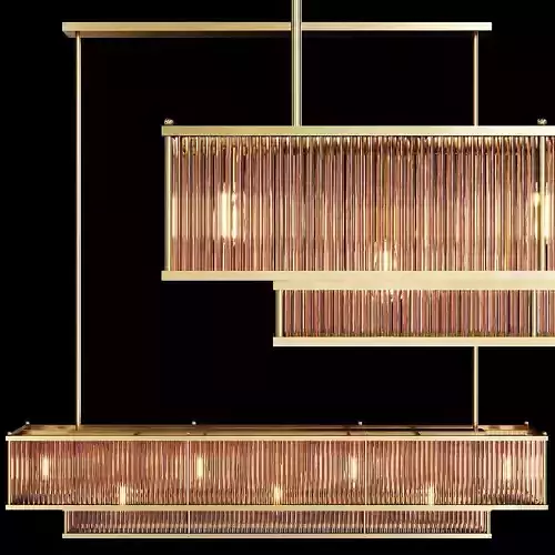 RH MARAIS LINEAR CHANDELIER 60 Brass and smoke glass 3D model
