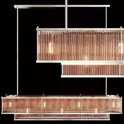 RH MARAIS LINEAR CHANDELIER 60 Nickel and smoke glass 3D model