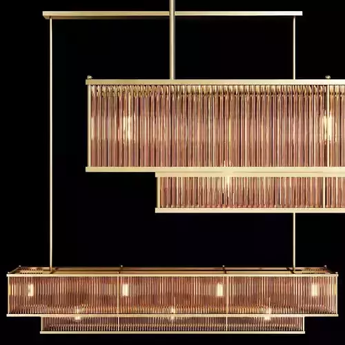 RH MARAIS LINEAR CHANDELIER 72 Brass and smoke glass 3D model