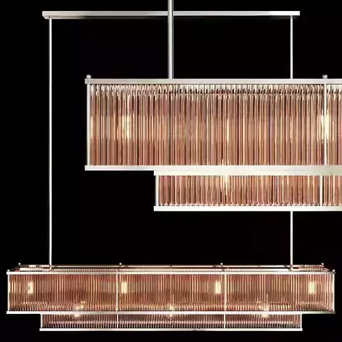 RH MARAIS LINEAR CHANDELIER 72 Nickel and smoke glass 3D model