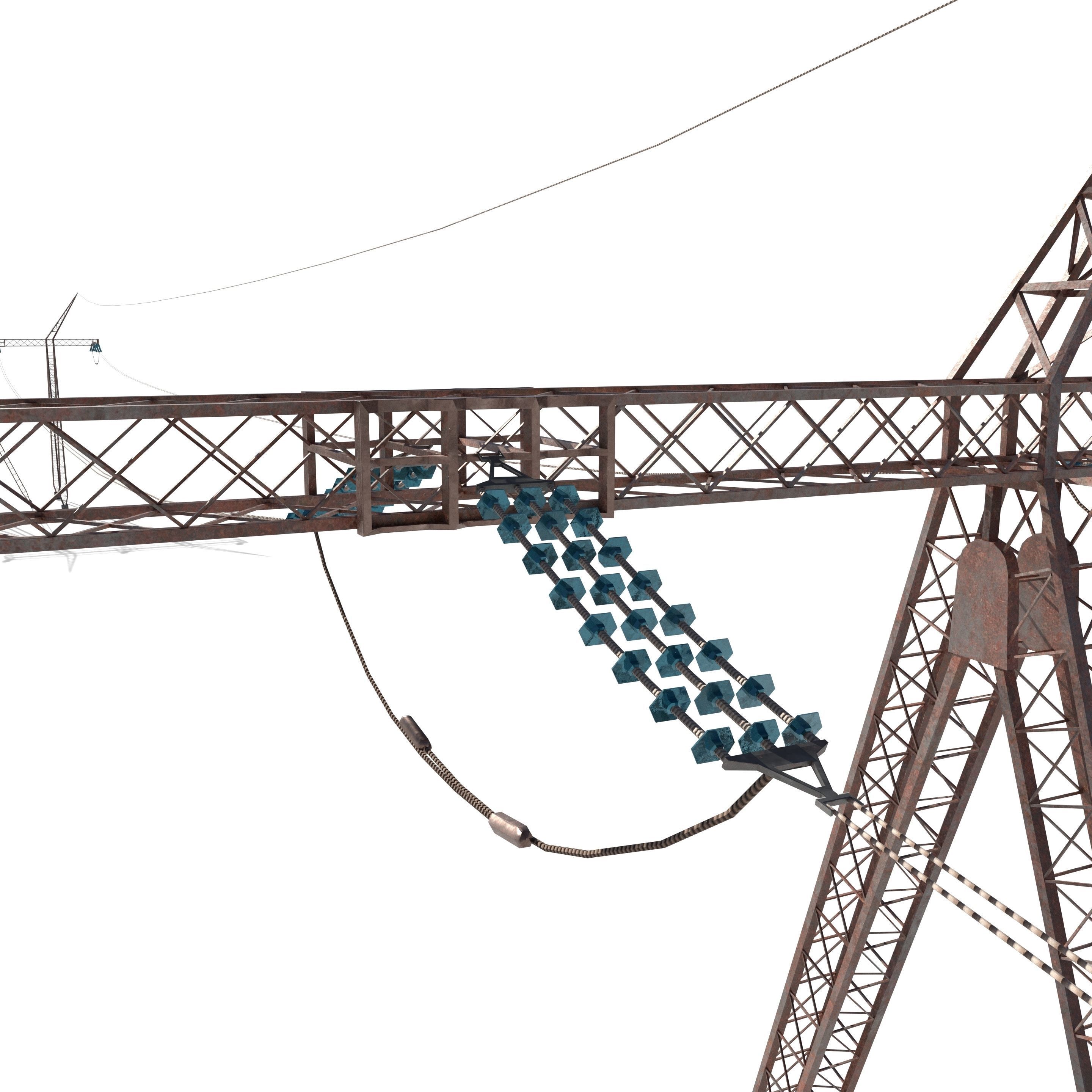 Electricity Pole 24 Weathered Low-poly 3D model_4