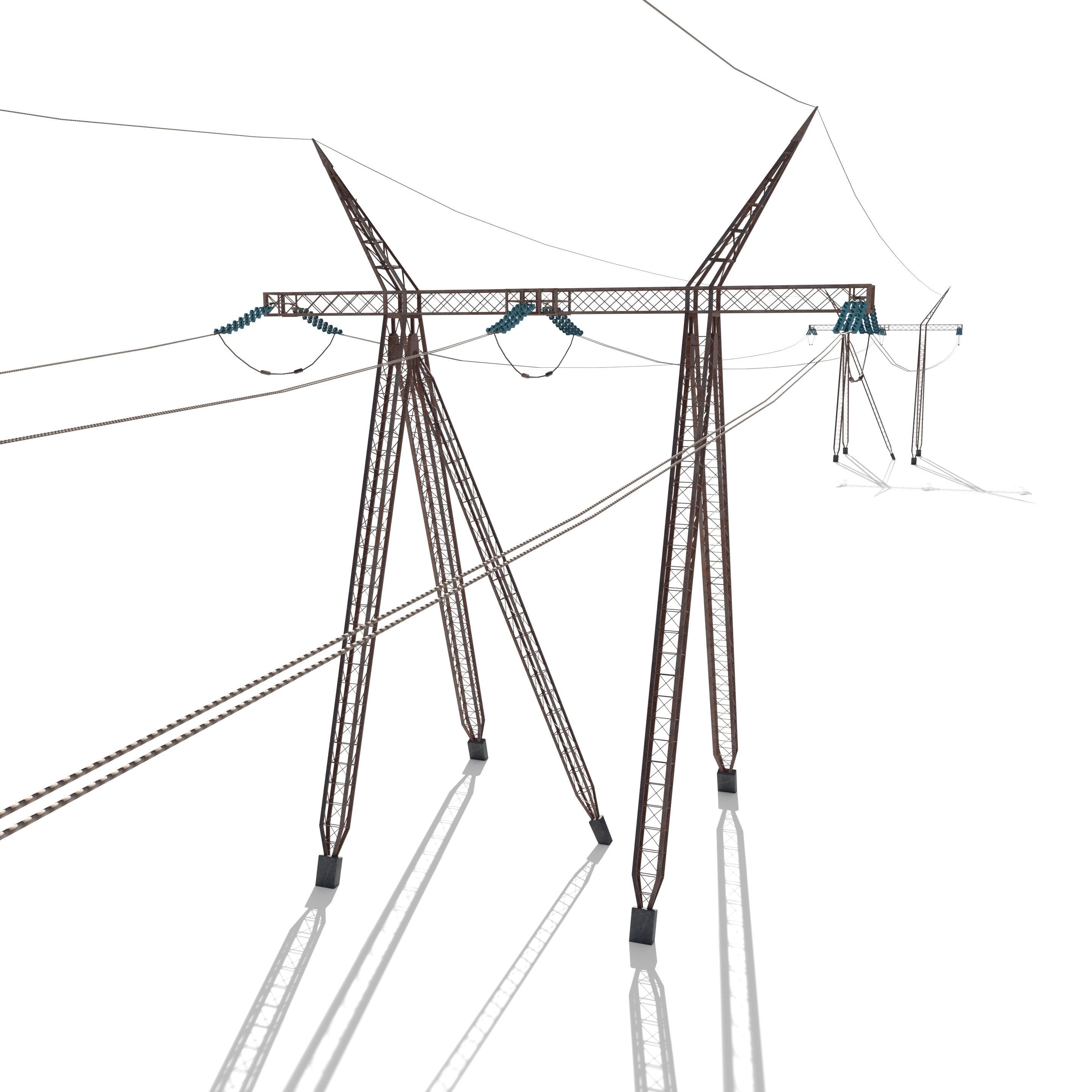 Electricity Pole 24 Weathered Low-poly 3D model_1