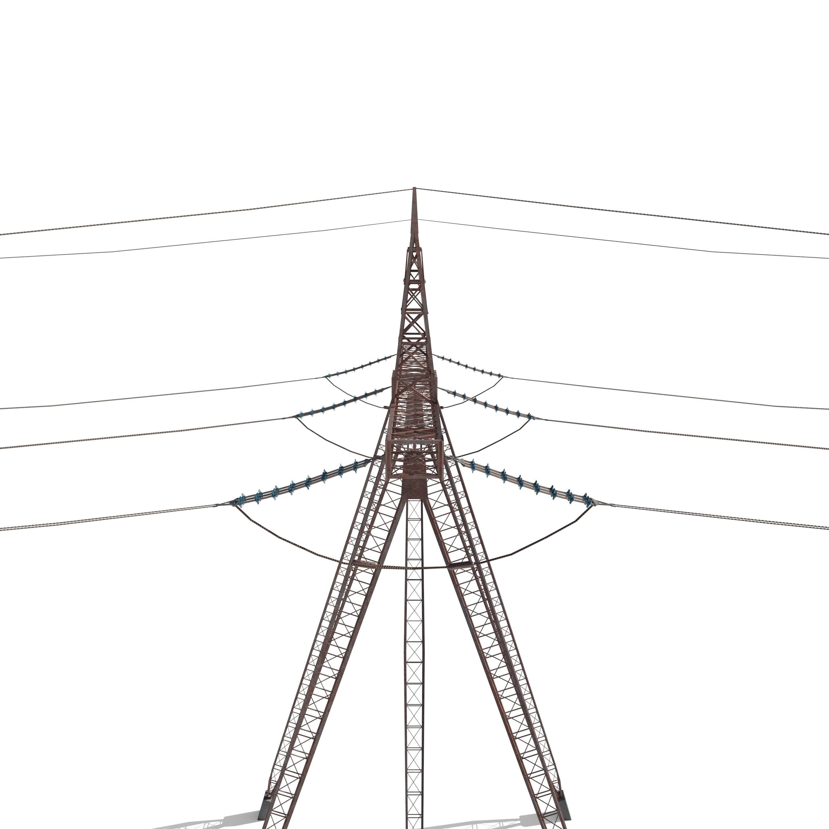 Electricity Pole 24 Weathered Low-poly 3D model_3