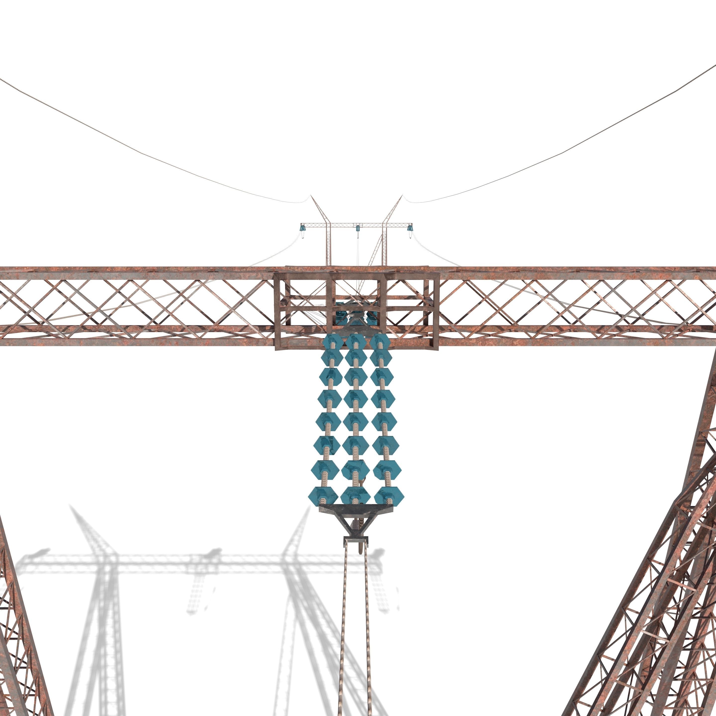 Electricity Pole 24 Weathered Low-poly 3D model_7