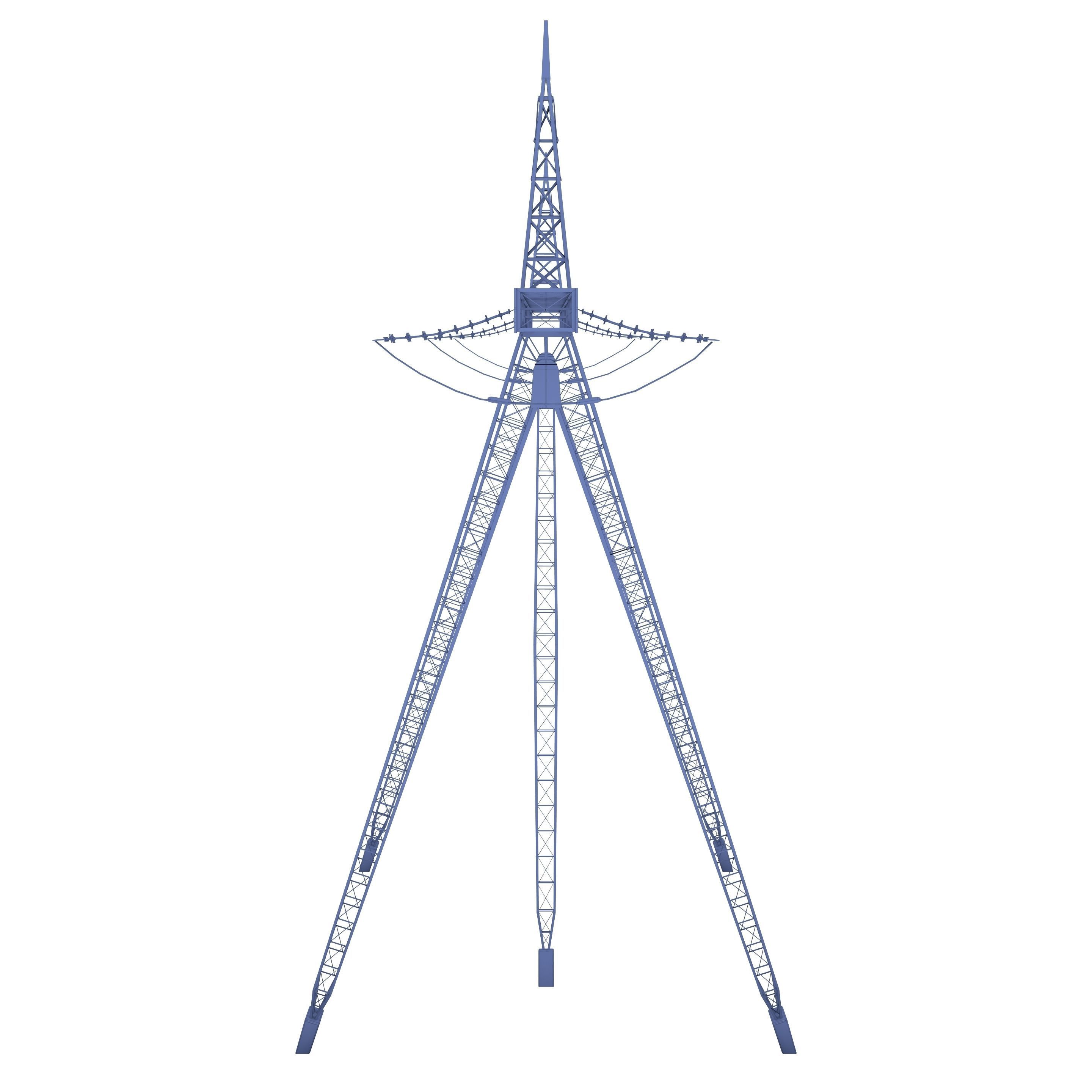 Electricity Pole 24 Weathered Low-poly 3D model_10