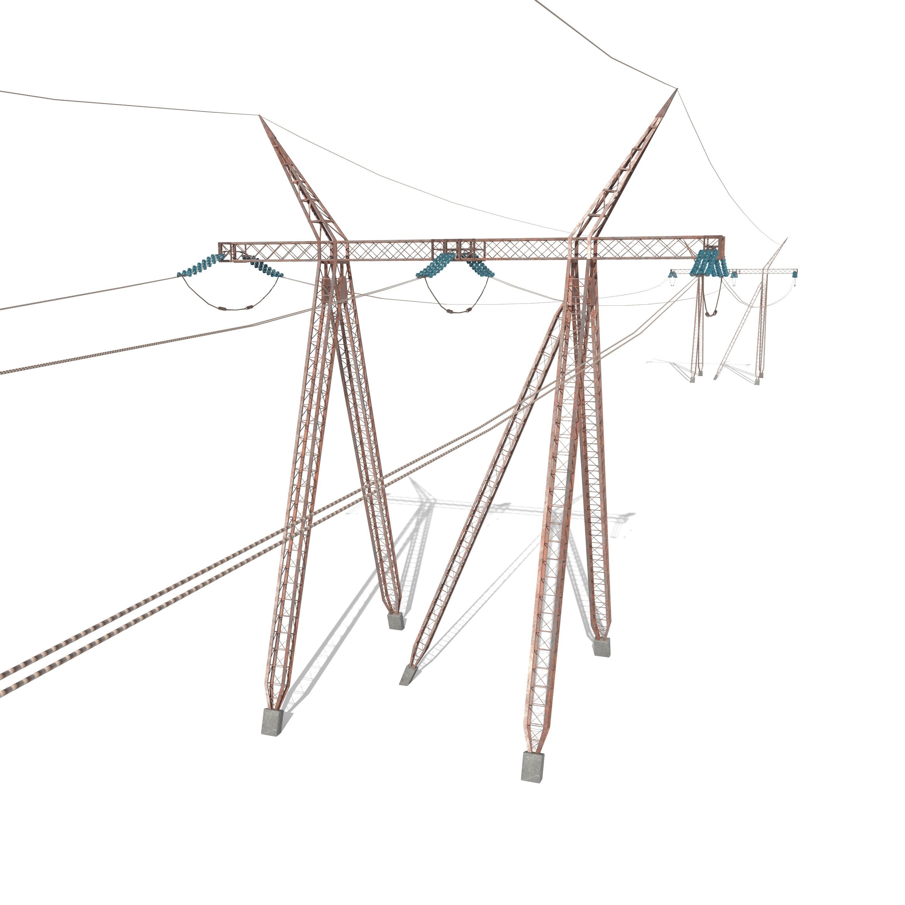 Electricity Pole 24 Weathered Low-poly 3D model_2