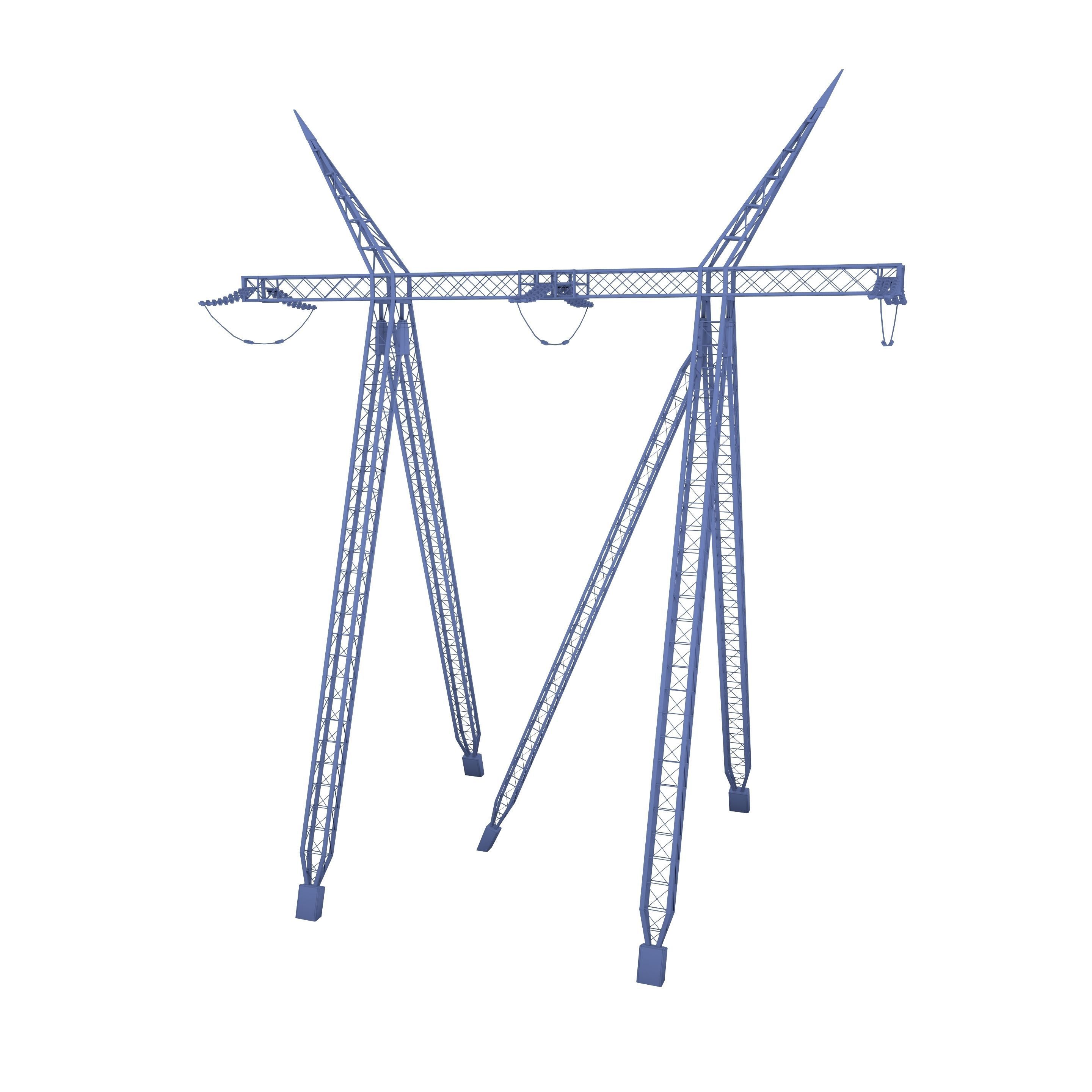 Electricity Pole 24 Weathered Low-poly 3D model_9