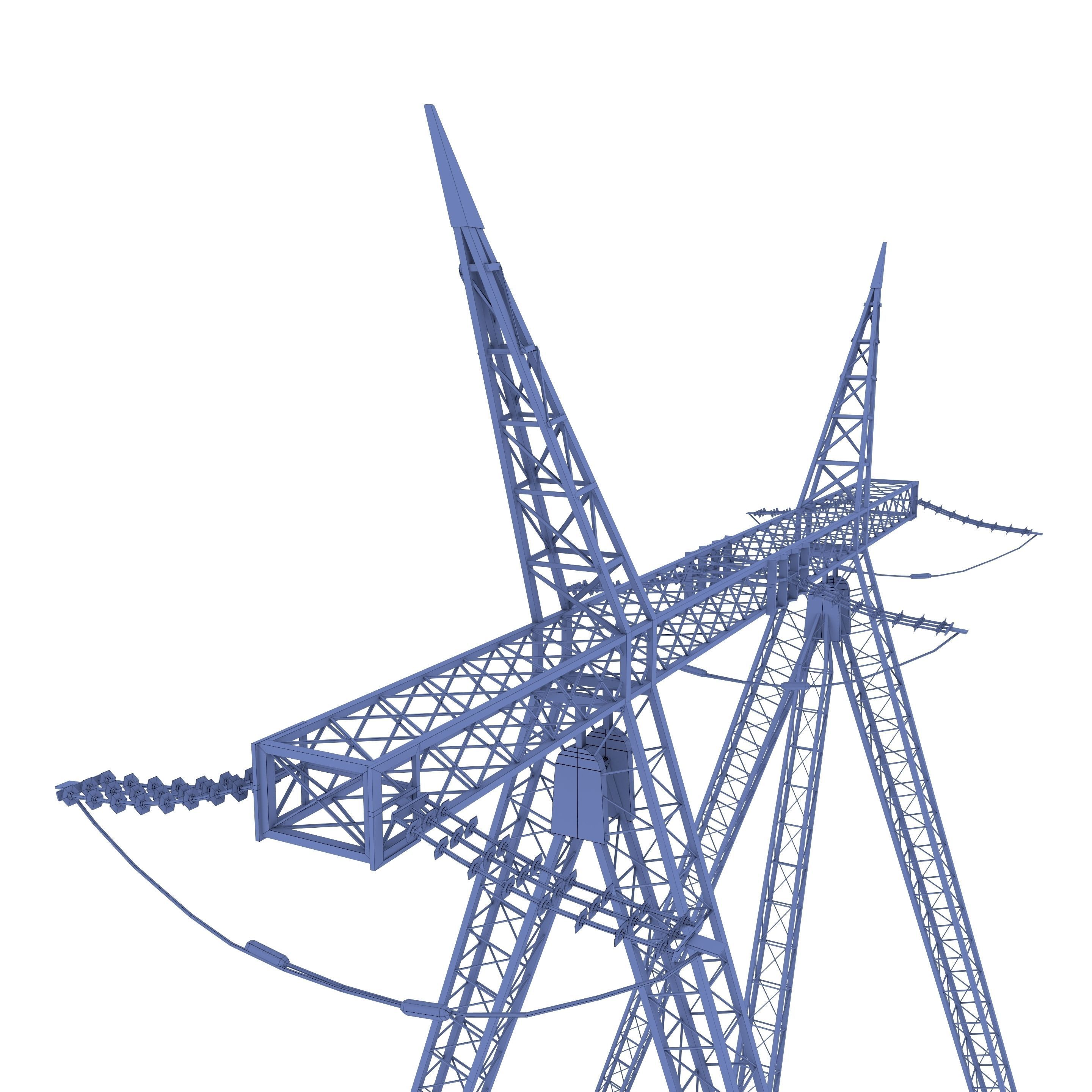 Electricity Pole 24 Weathered Low-poly 3D model_13