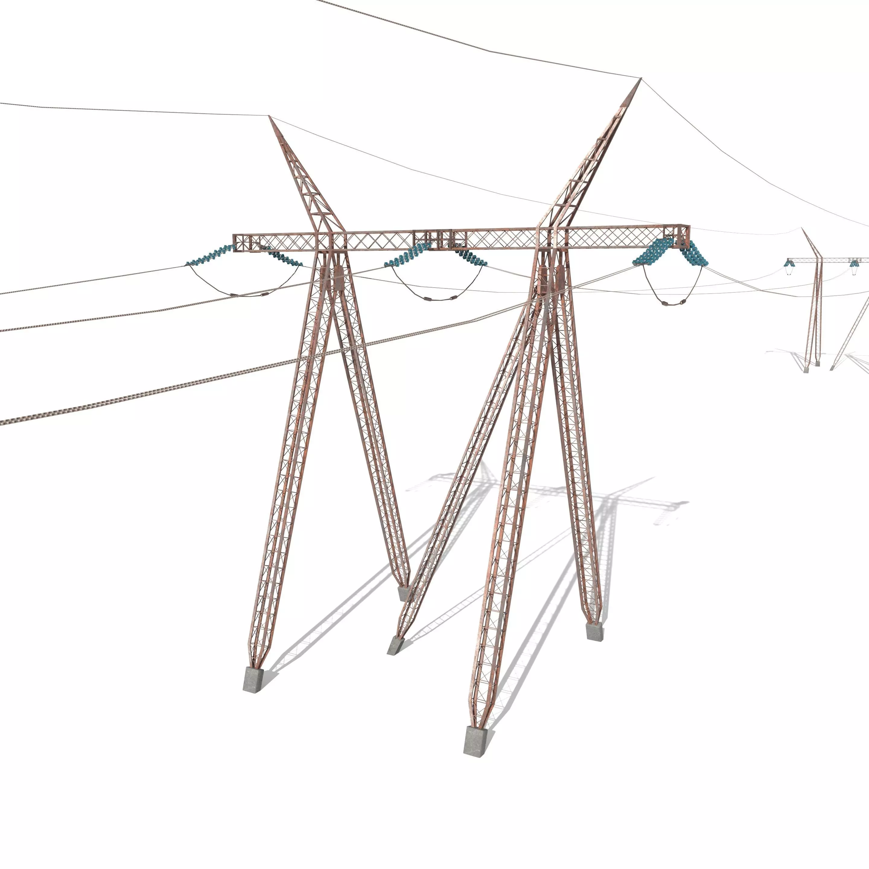 Electricity Pole 24 Weathered Low-poly 3D model_0