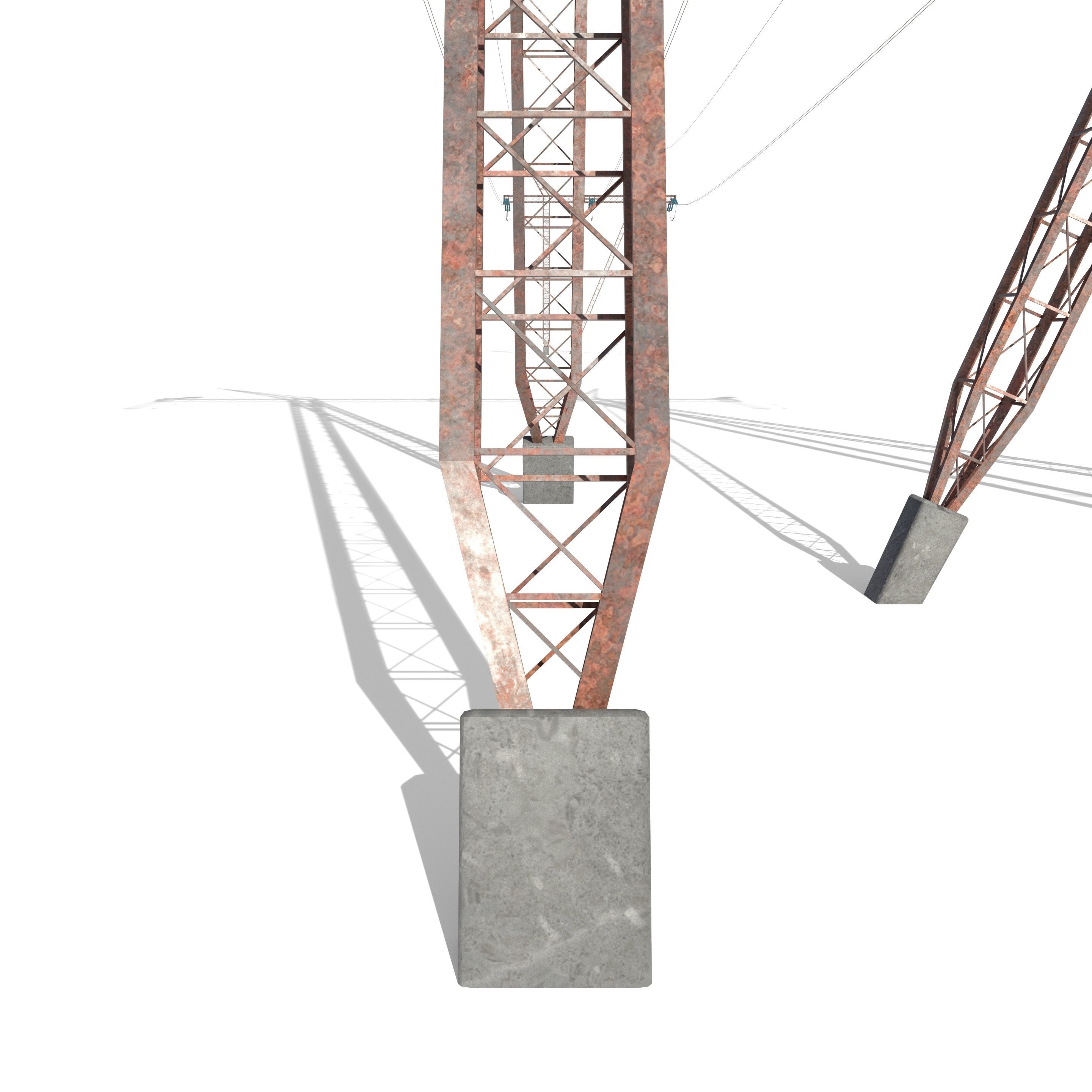 Electricity Pole 24 Weathered Low-poly 3D model_6