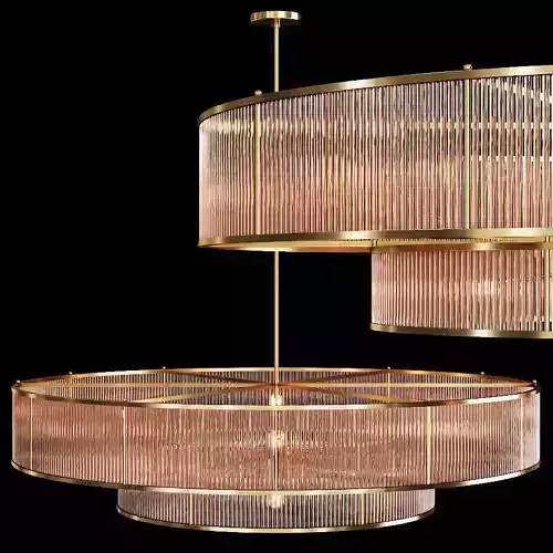 RH MARAIS ROUND CHANDELIER 72 Brass and smoke glass 3D model