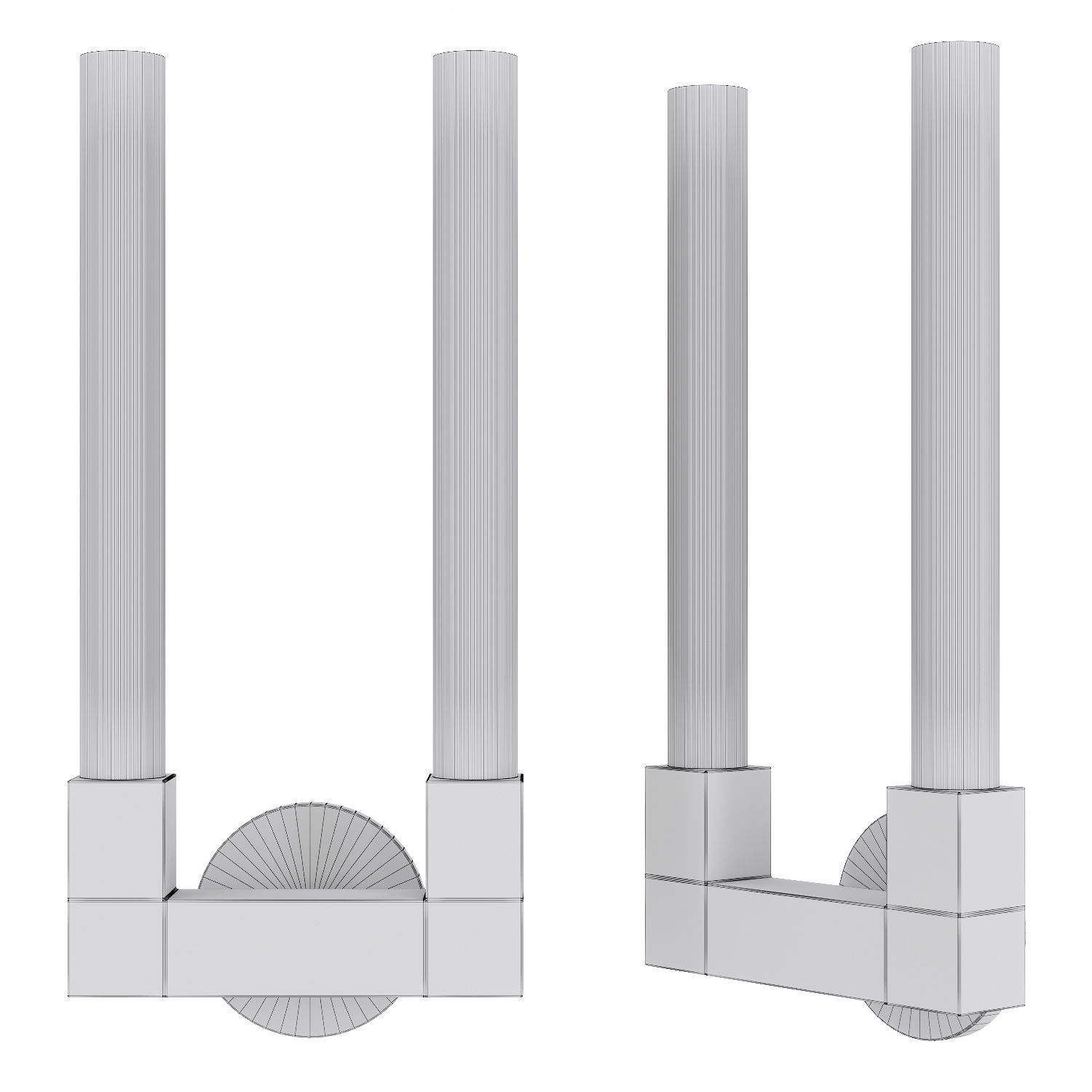 Restoration Hardware CANNELE DOUBLE SCONCE Nickel 3D model_1