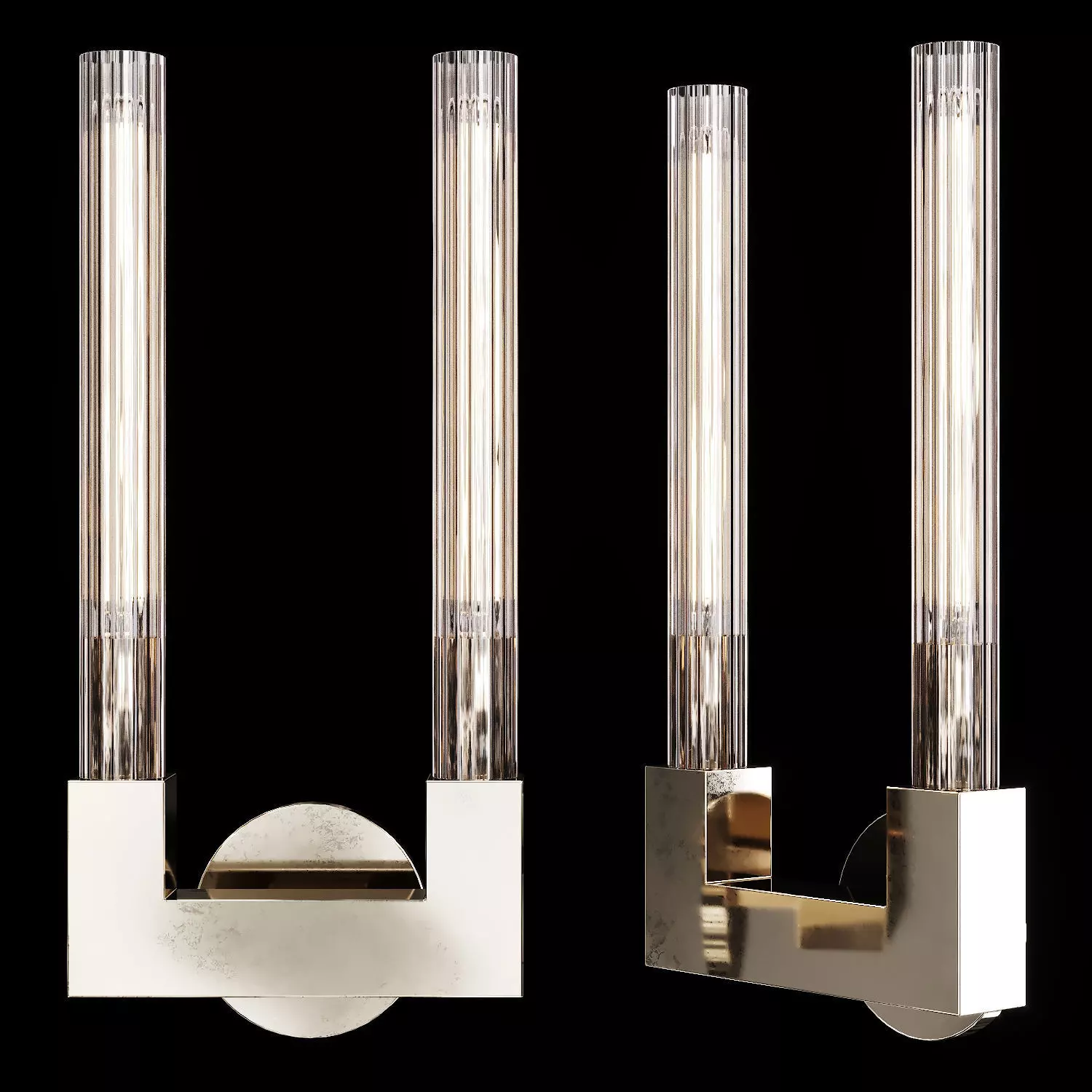 Restoration Hardware CANNELE DOUBLE SCONCE Nickel 3D model_0
