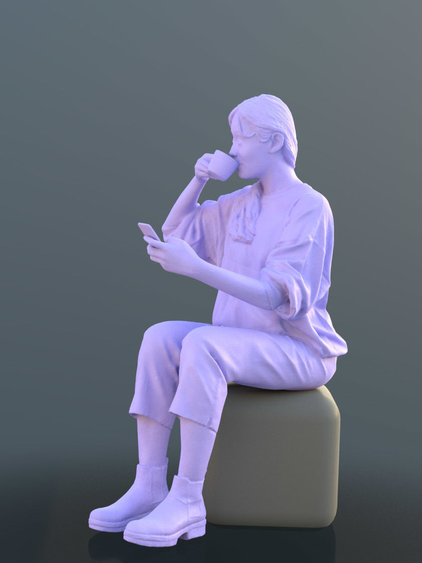 Francine 10355 - Sitting Casual Girl Low-poly 3D model_5