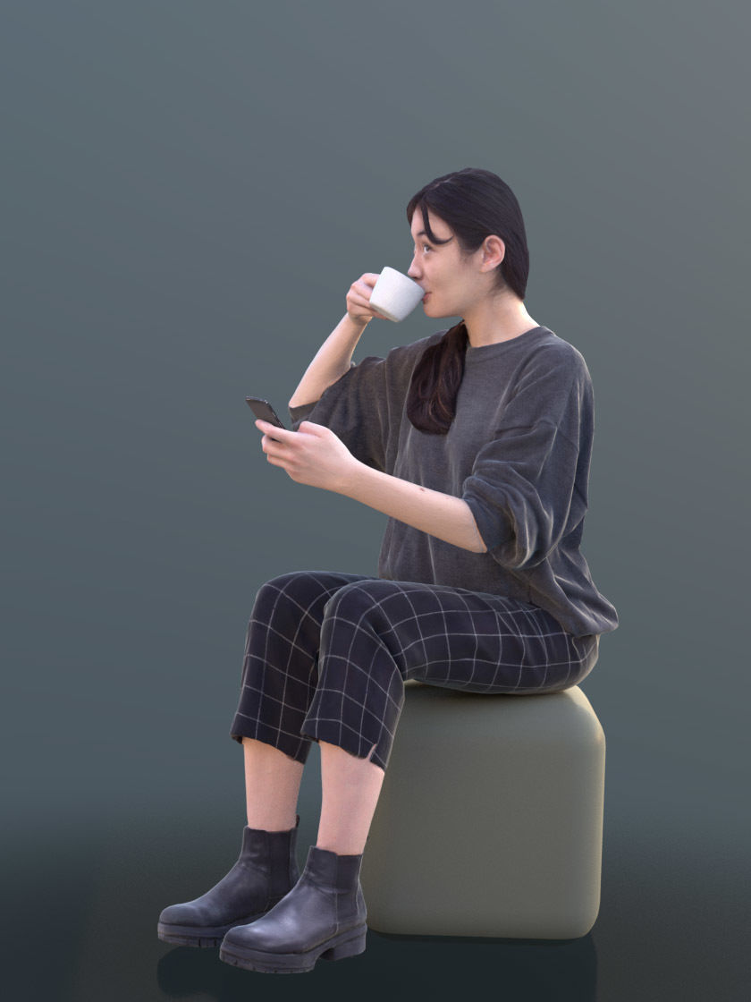 Francine 10355 - Sitting Casual Girl Low-poly 3D model_3
