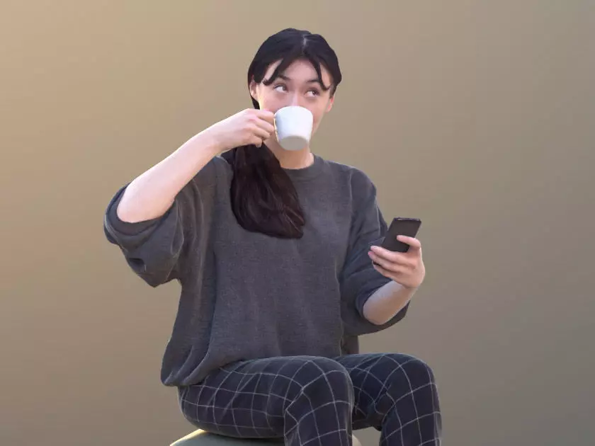 Francine 10355 - Sitting Casual Girl Low-poly 3D model_0