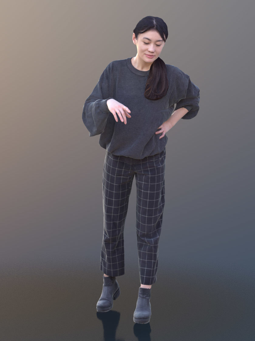 Francine 10353 - Standing Casual Girl Low-poly 3D model_1