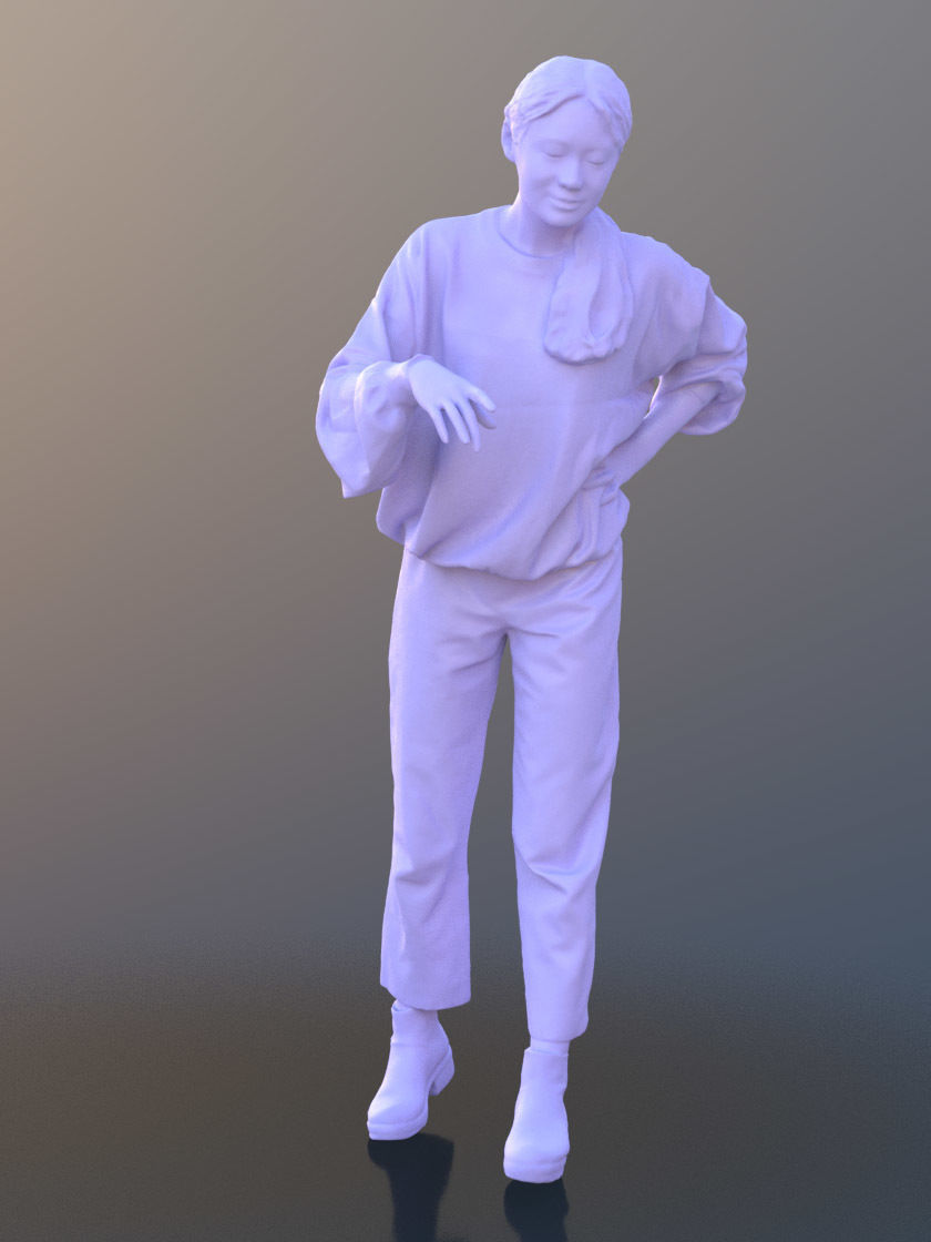 Francine 10353 - Standing Casual Girl Low-poly 3D model_3