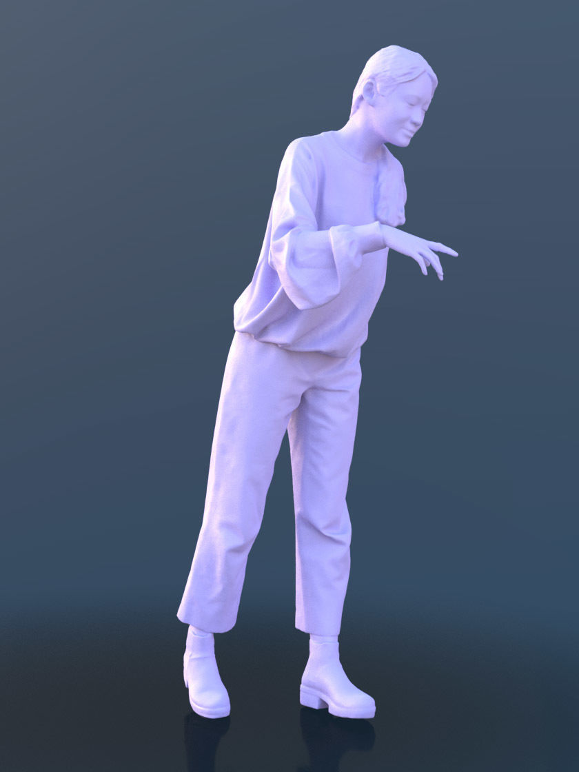 Francine 10353 - Standing Casual Girl Low-poly 3D model_4