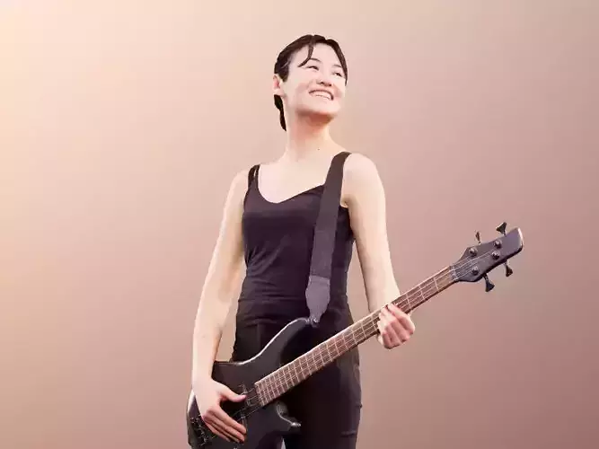 Francine 10344 - Standing Guitarist Woman Low-poly 3D model