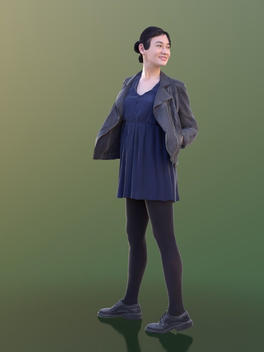 Francine 10343 - Standing Casual Girl Low-poly 3D model_2