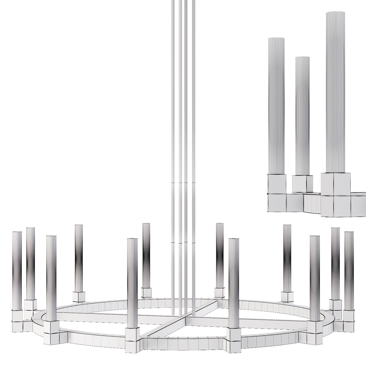 Restoration Hardware CANNELE ROUND CHANDELIER 60 Brass 3D model_1