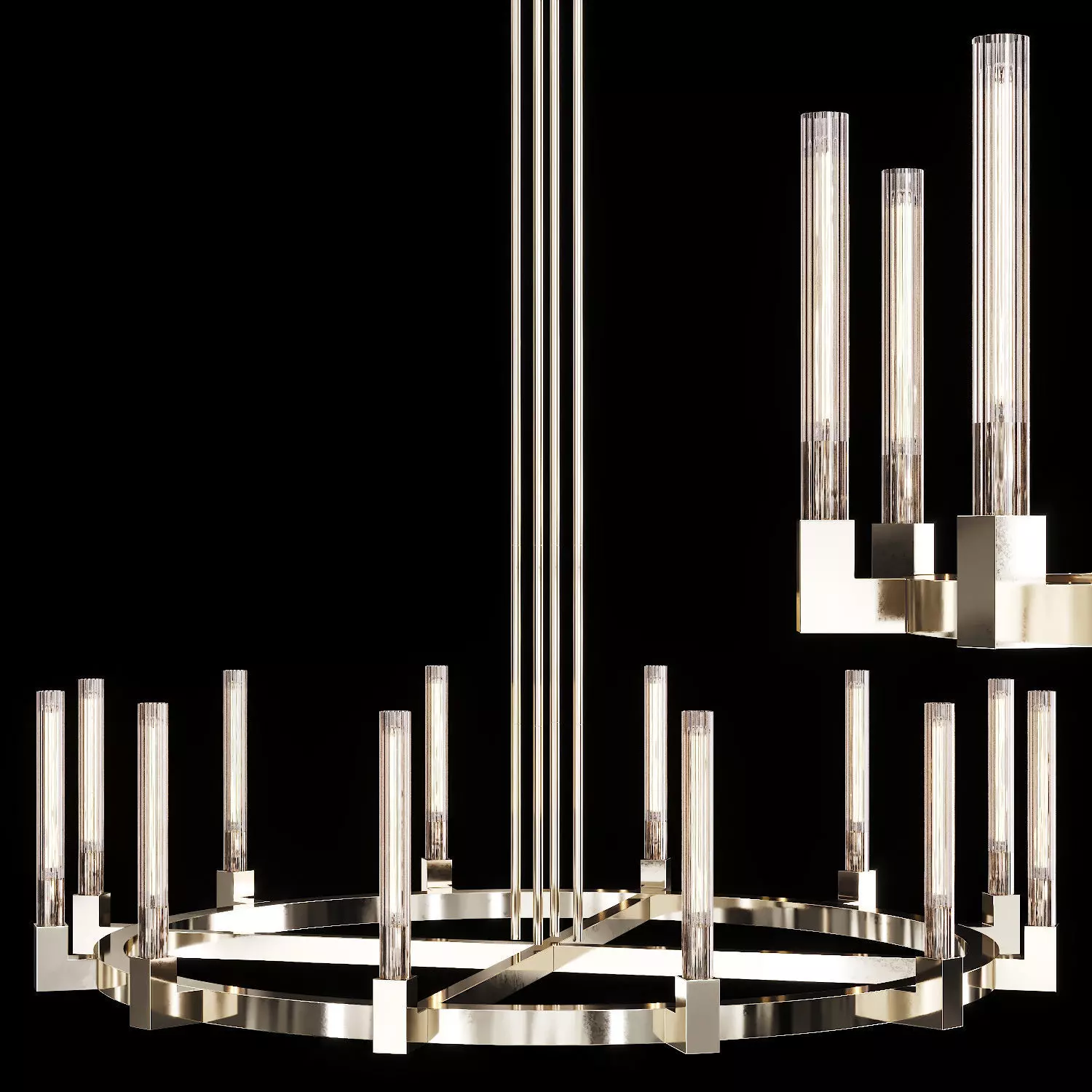 Restoration Hardware CANNELE ROUND CHANDELIER 60 Nickel 3D model_0
