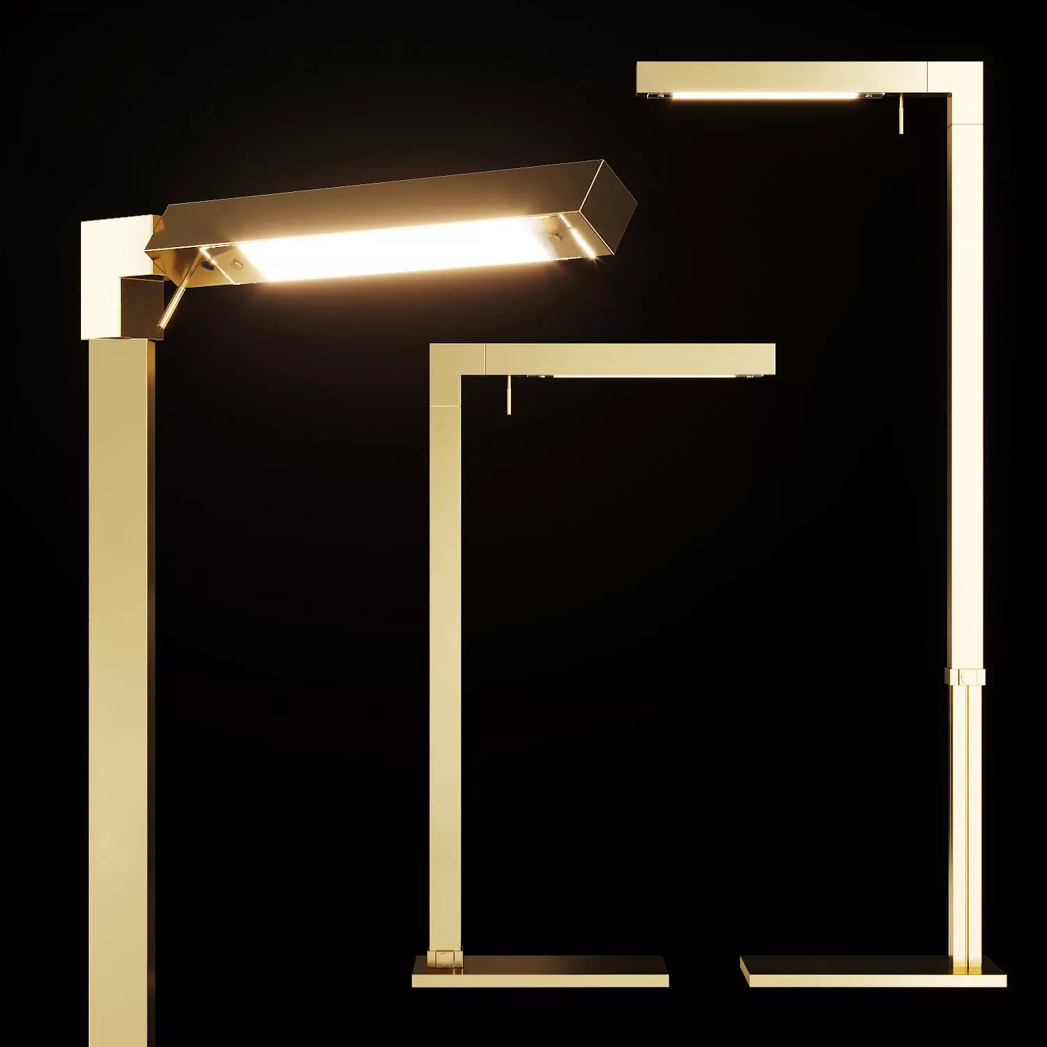 Restoration Hardware CANNELE TASK FLOOR LAMP Brass 3D model_0