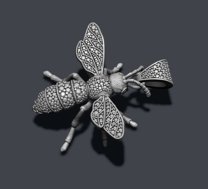 Bee pendant with diamond 3D print model_5