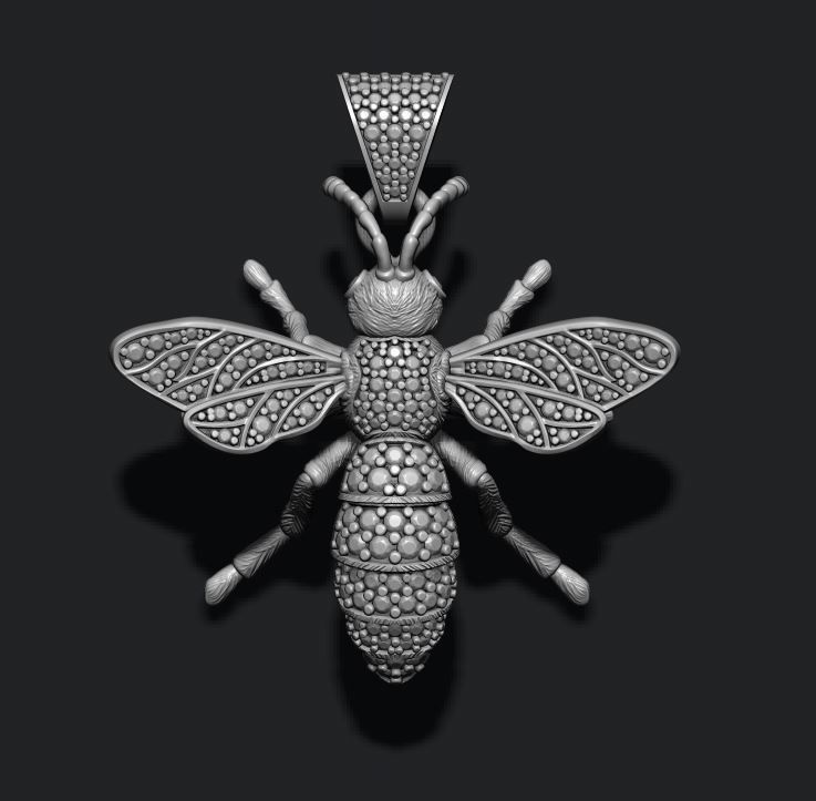 Bee pendant with diamond 3D print model_2