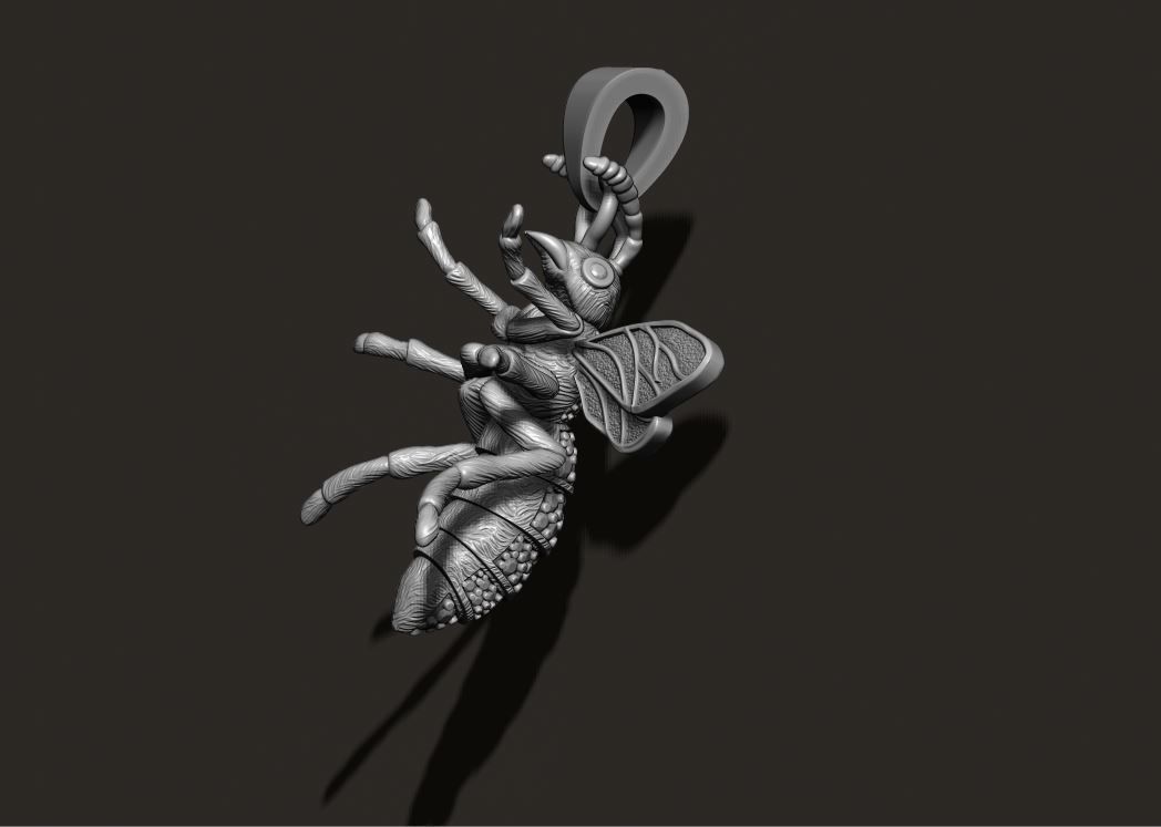 Bee pendant with diamond 3D print model_3