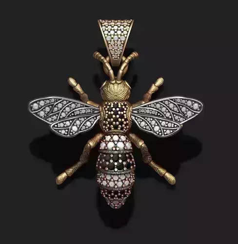 Bee pendant with diamond 3D print model