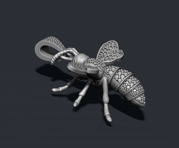 Bee pendant with diamond 3D print model_1