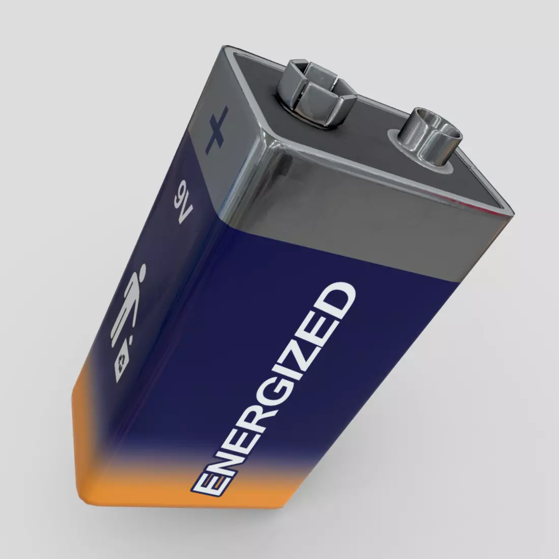 Battery 9V Low-poly 3D model_0