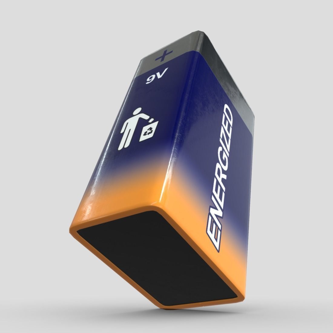 Battery 9V Low-poly 3D model_11