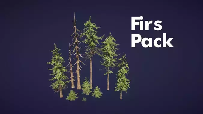 Douglas Firs Pack Low-poly 3D model