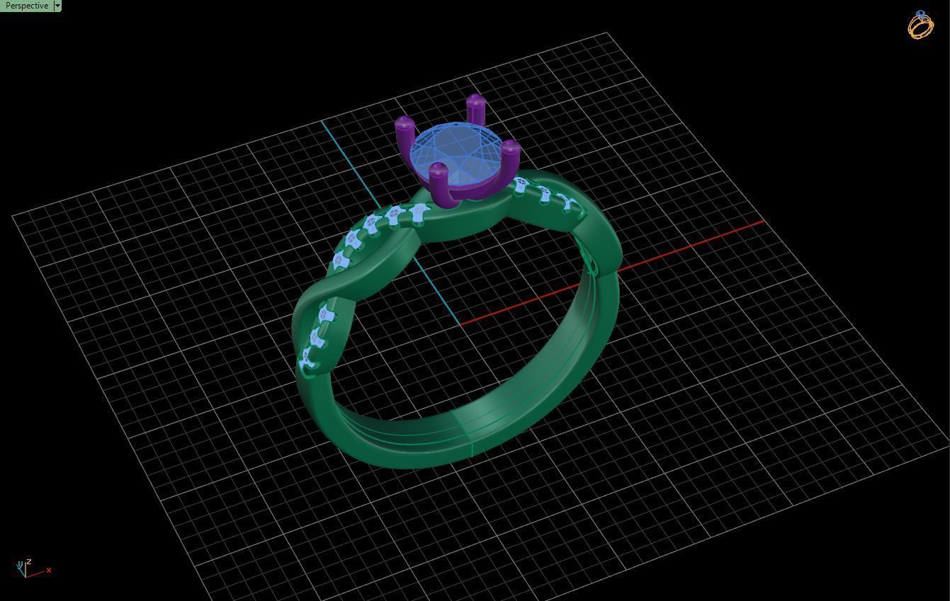Luxury engagement ring 3D print model_3