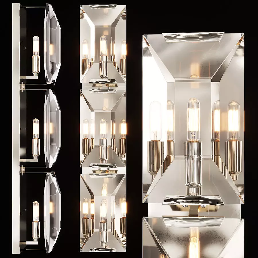 Restoration Hardware HARLOW CRYSTAL TRIPLE  SCONCE Nickel 3D model_0