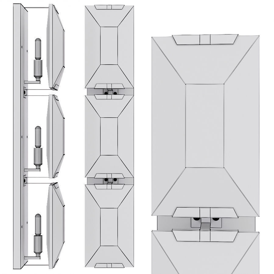 Restoration Hardware HARLOW CRYSTAL TRIPLE  SCONCE Nickel 3D model_1