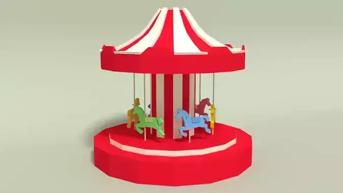 Low Poly Cartoon Carousel