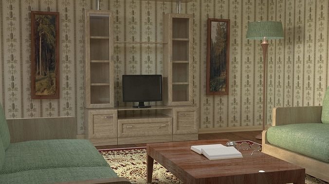 Studio scene with vintage interior 3D model