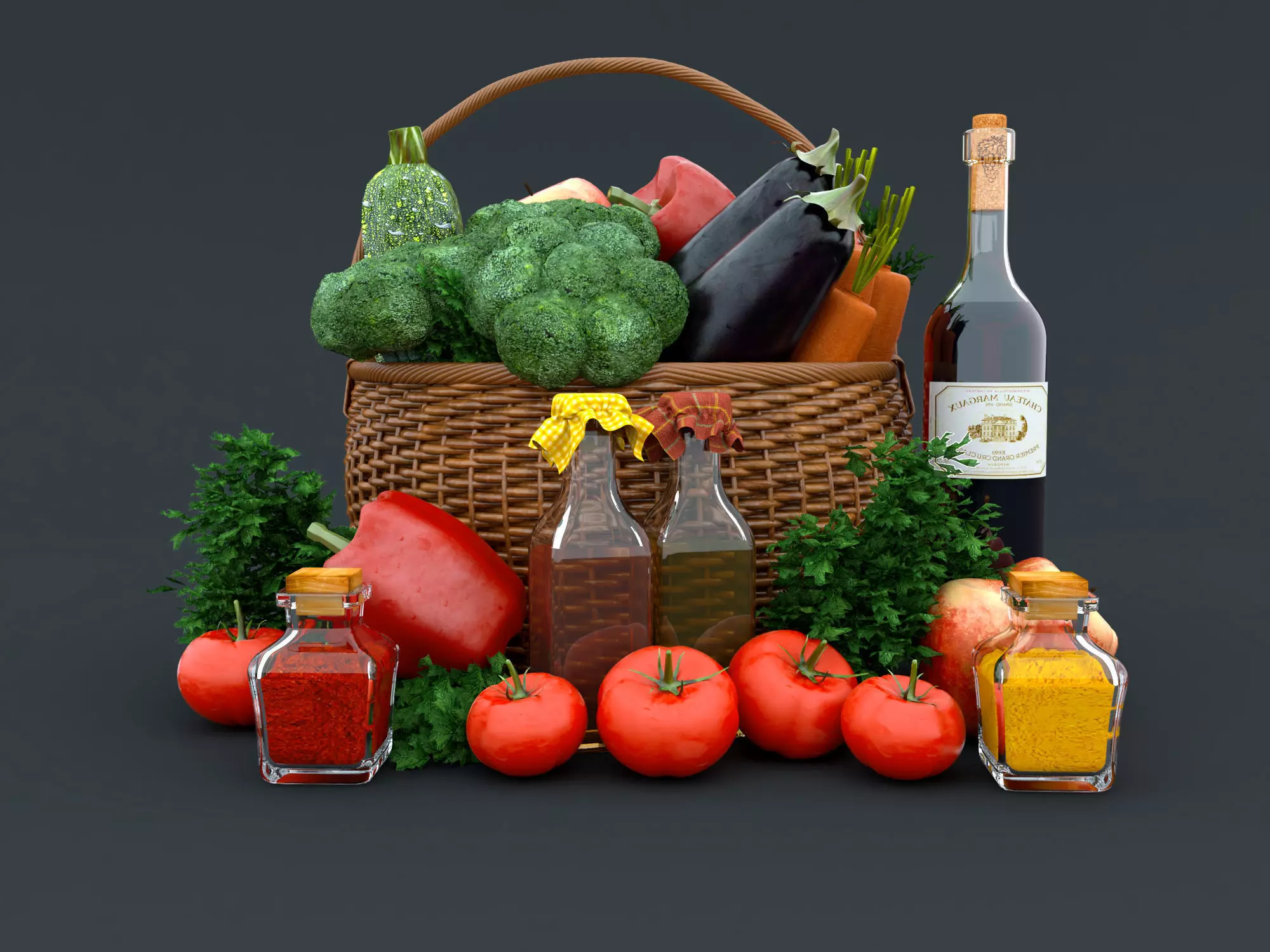 Vegetables basket Food and drinks Free 3D model