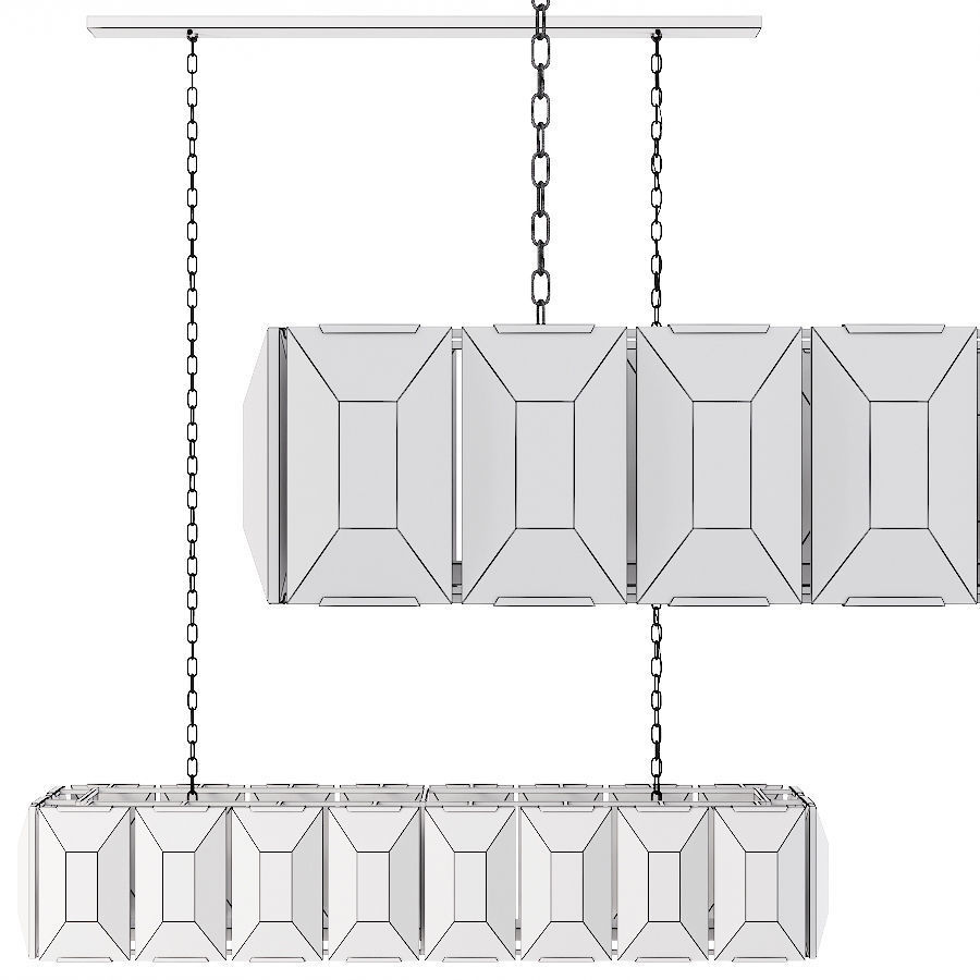 RH HARLOW CRYSTAL RECTANGULAR CHANDELIER 55 Brass 3D model_1