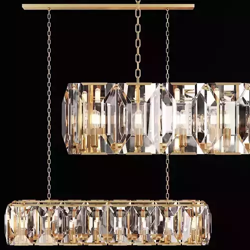 RH HARLOW CRYSTAL RECTANGULAR CHANDELIER 55 Brass